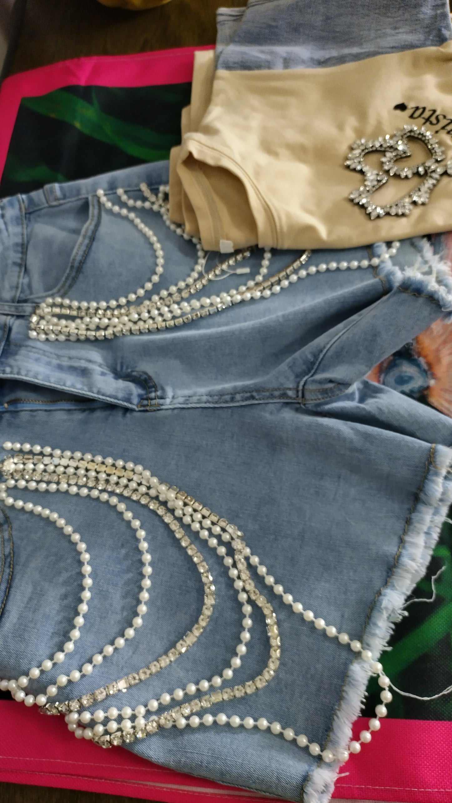 Shorts denim diamonds