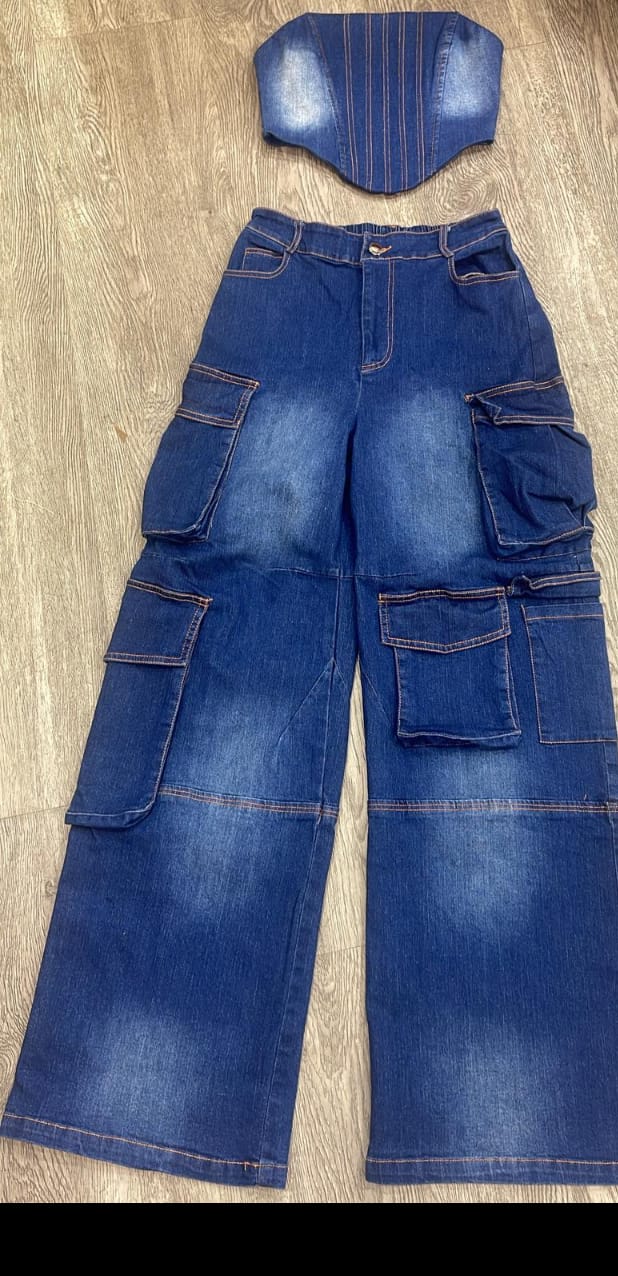 Women denim pants set